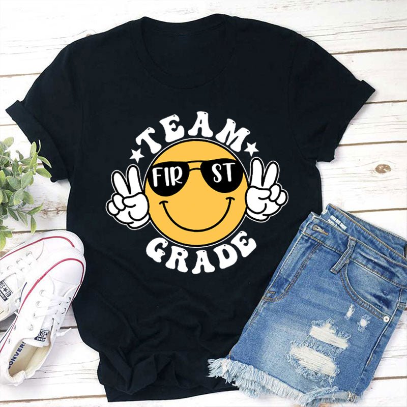 Personalized Grade Handsome Smiling Face Teacher T-Shirt