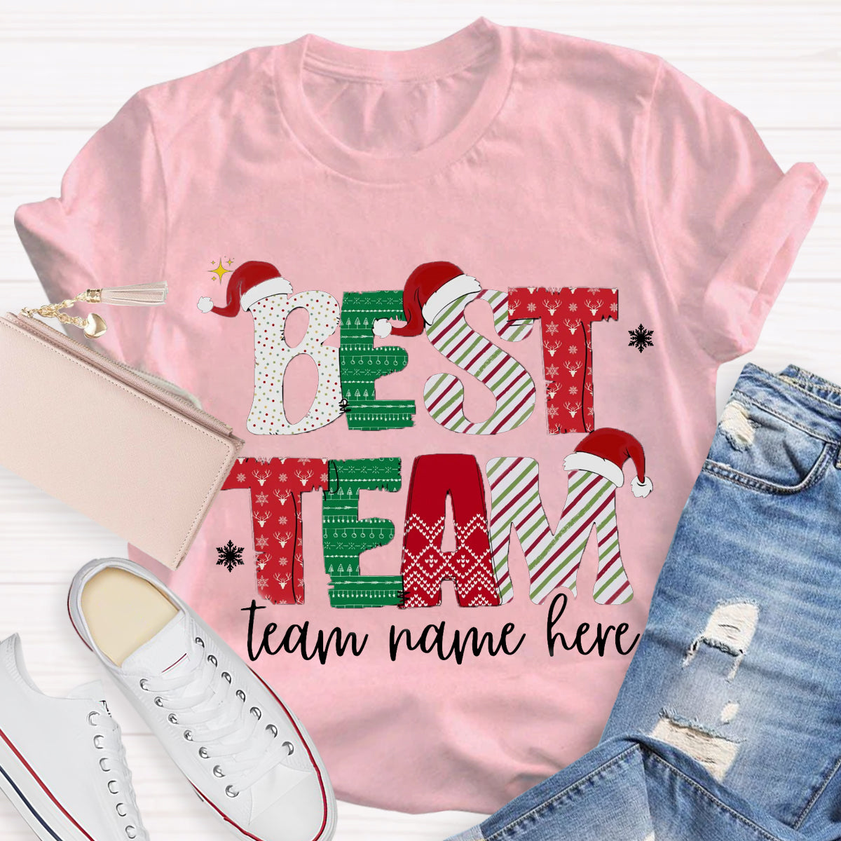 Personalized Team Name Christmas Best Team Ever T-Shirt