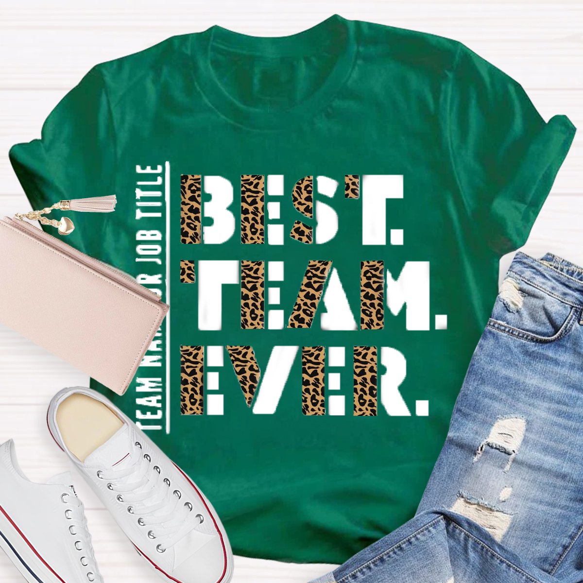 Personalized Team Name Or Job Title Best Team Ever Leopard Teacher Shirt