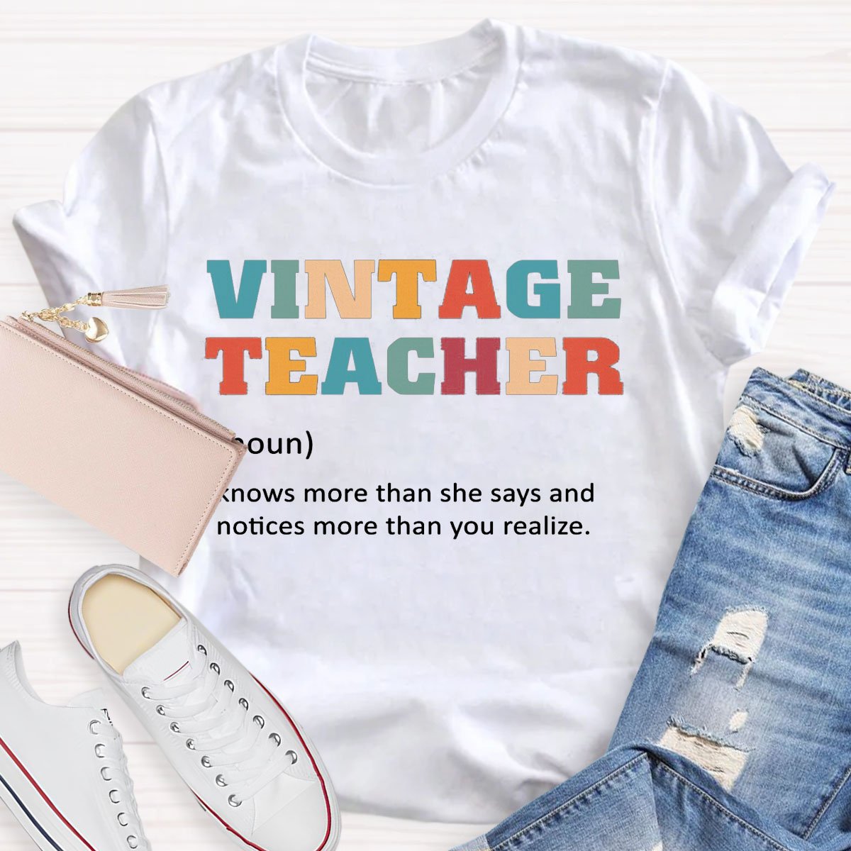 Vintage Teacher Print Graphic T-shirt