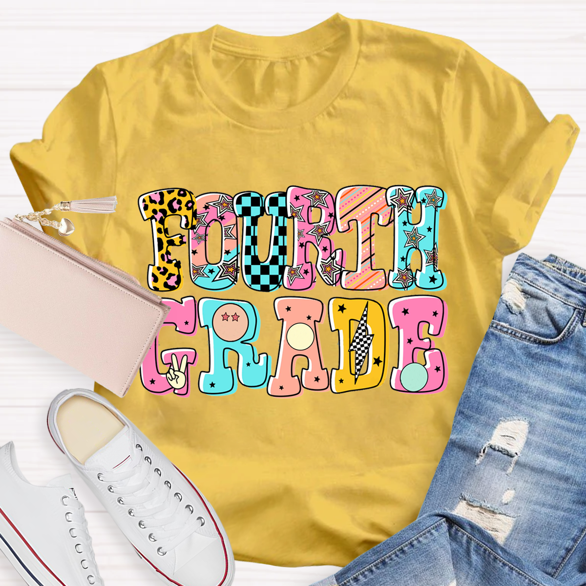 Personalized Grade Cartoon Teachers T-Shirt