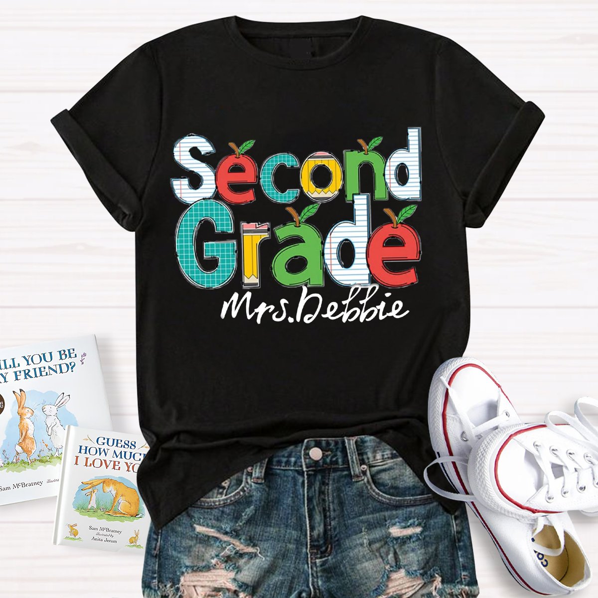 Personalized Name Apple Design Back to School Shirt