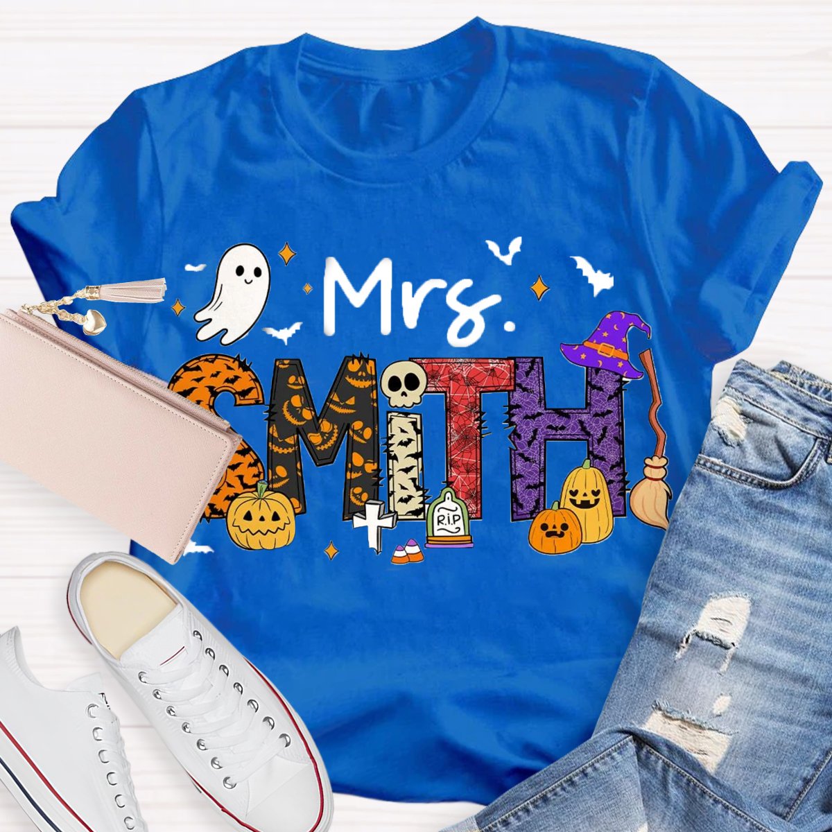 Personalized Name Happy Halloween Teacher T-Shirt