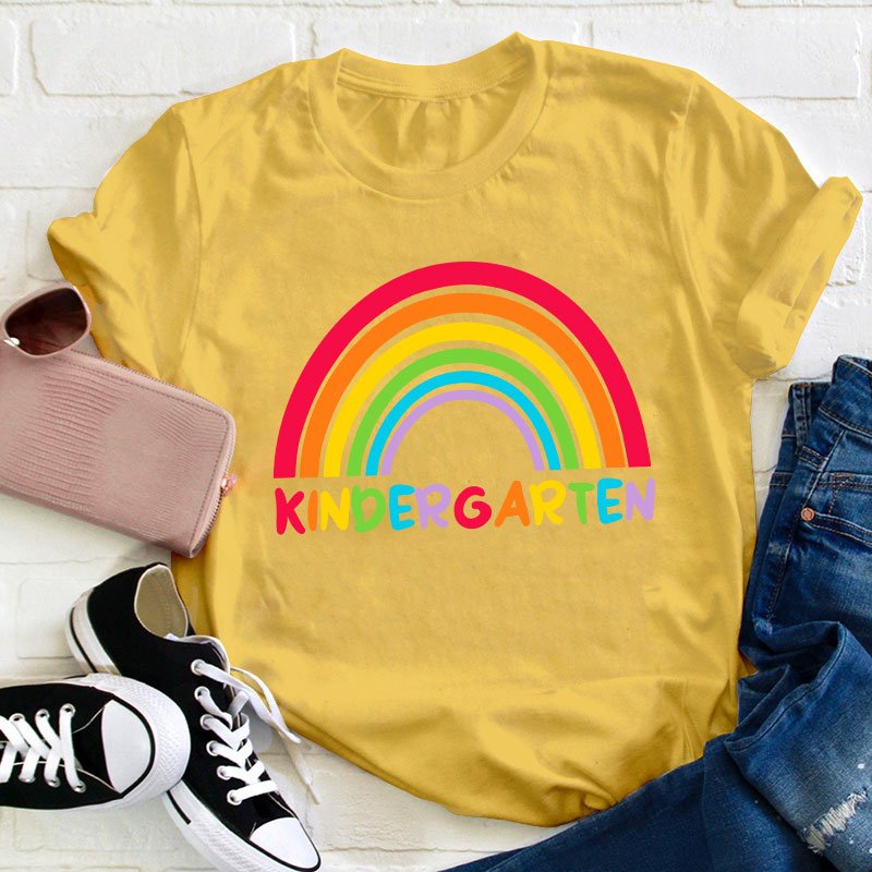 Personalized Grade Rainbow Teacher T-Shirt