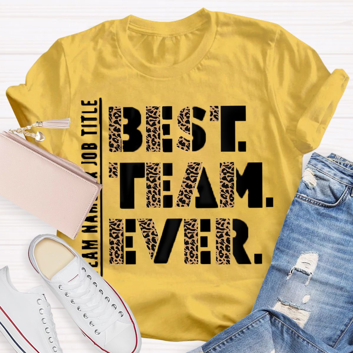 Personalized Team Name Or Job Title Best Team Ever Leopard Teacher Shirt