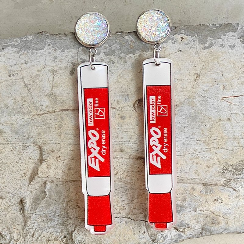 Colorful Whiteboard Pen Earrings