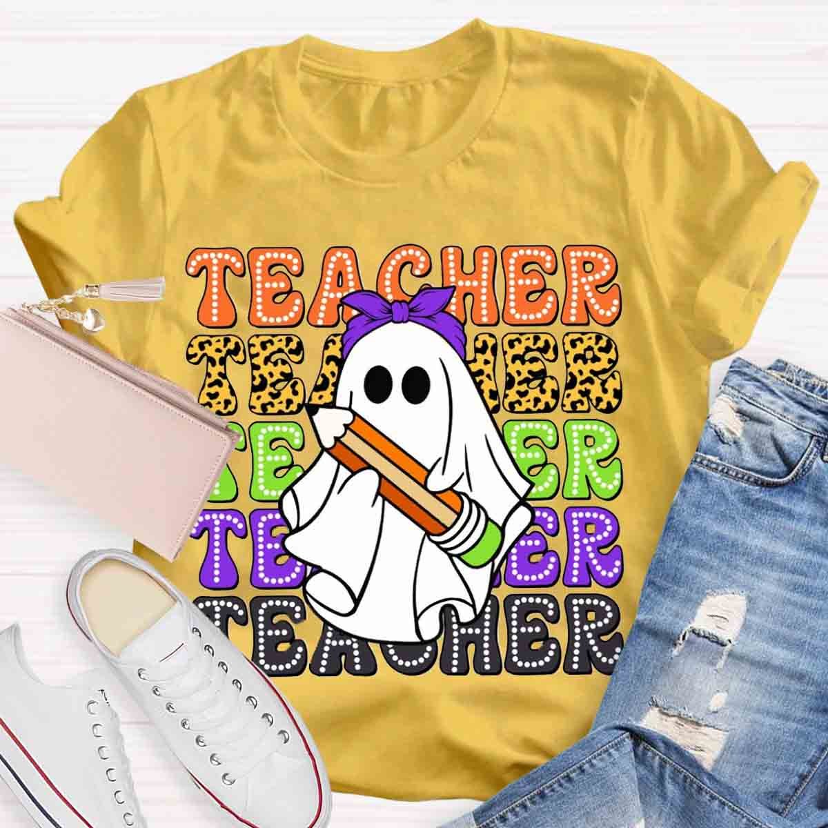 Halloween Cute Ghost Spooky Teacher Shirt