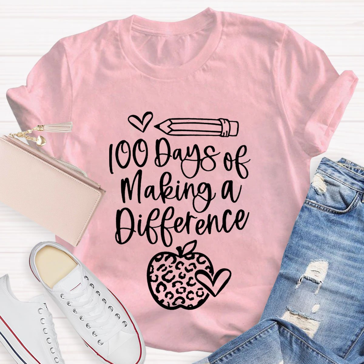 100 Days Of Making A Difference Teacher T-Shirt