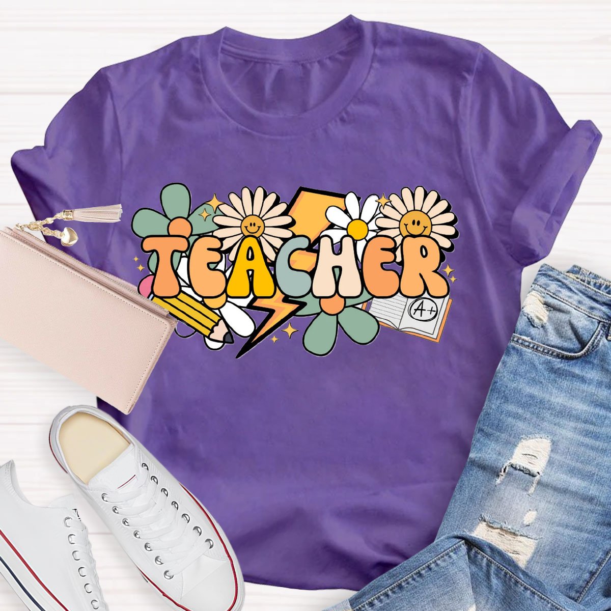 Teacher Sunflowers And Pencil  T-Shirt