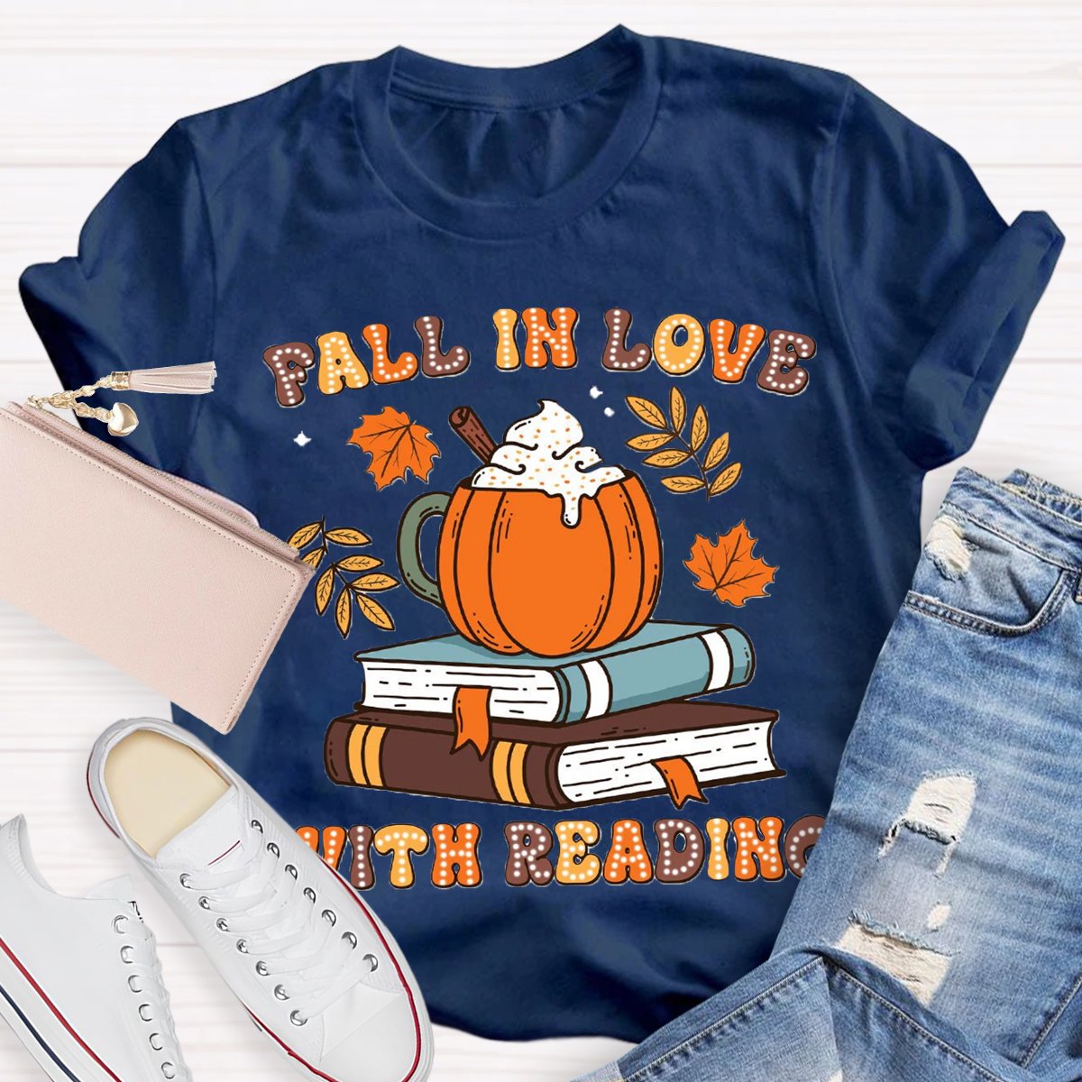 Fall In Love With Reading Teacher Shirts