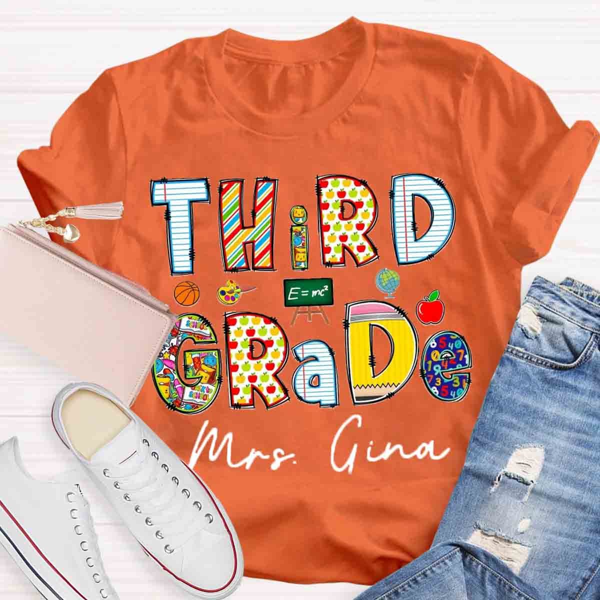 Personalized Grade And Name Teaching Aids T-Shirt