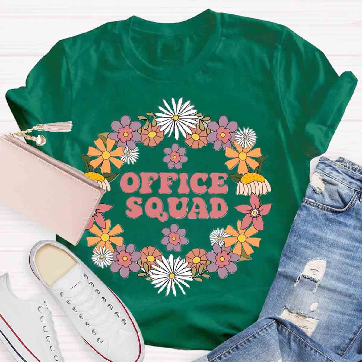 School Office Squad Floral Teachers T-Shirt