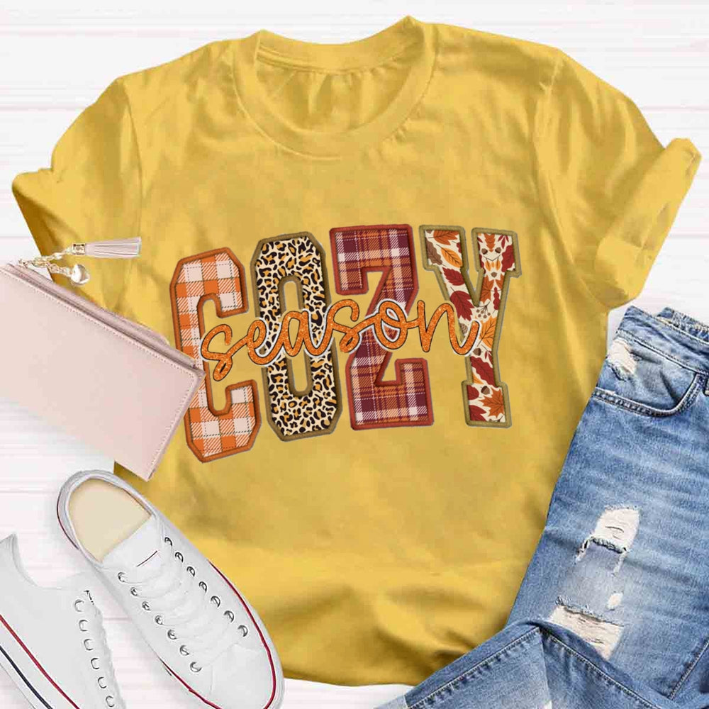 Cozy Season Fall Halloween Thanksgiving Casual Print T-shirt