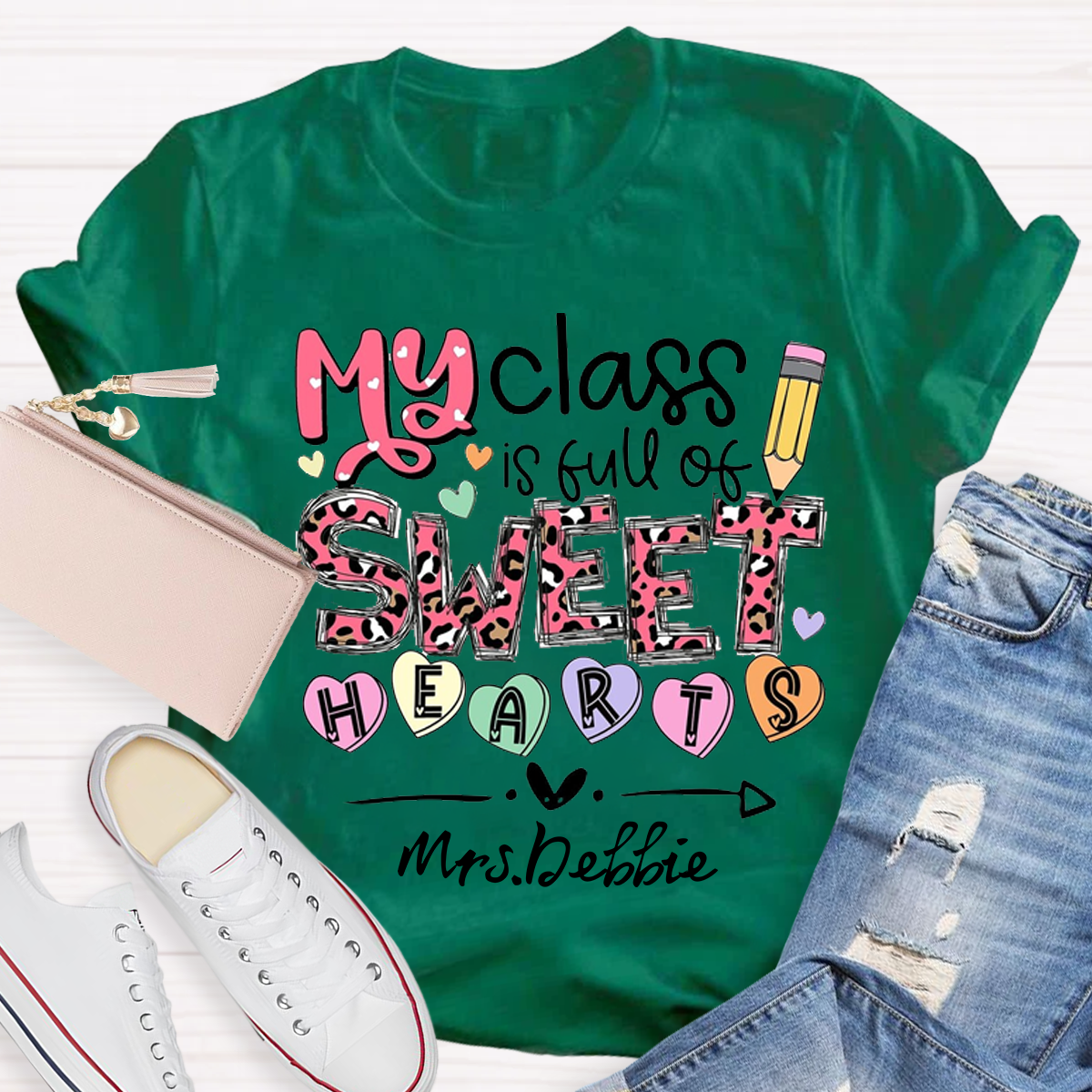 Personalized Name My Classroom Is Full Of Sweet Hearts T-Shirt