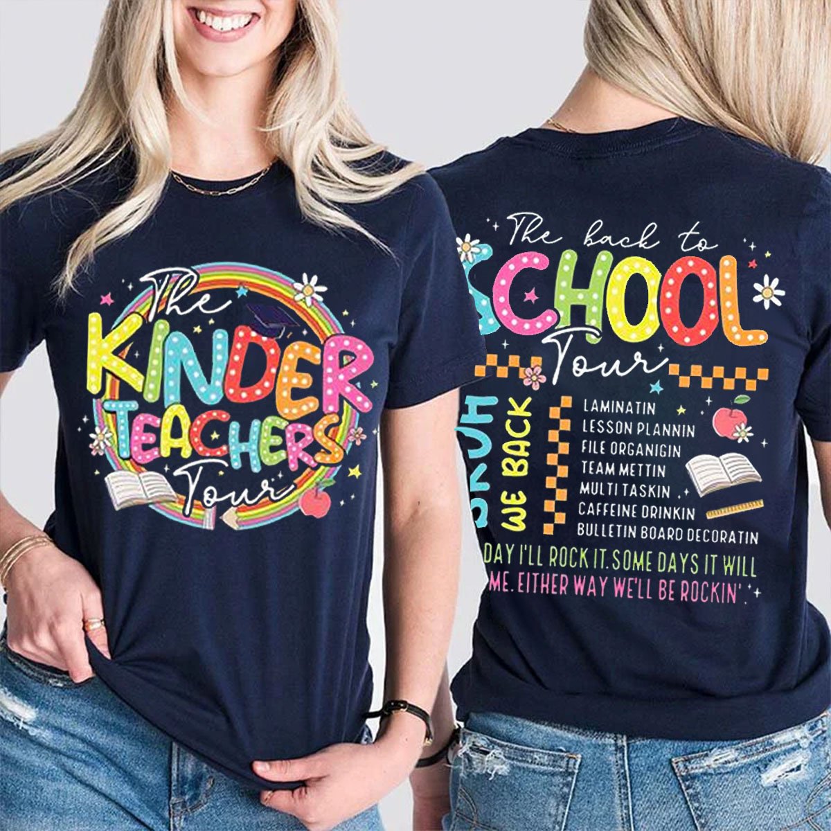 Personalized Grade Back To School Double Print Teacher T-Shirt