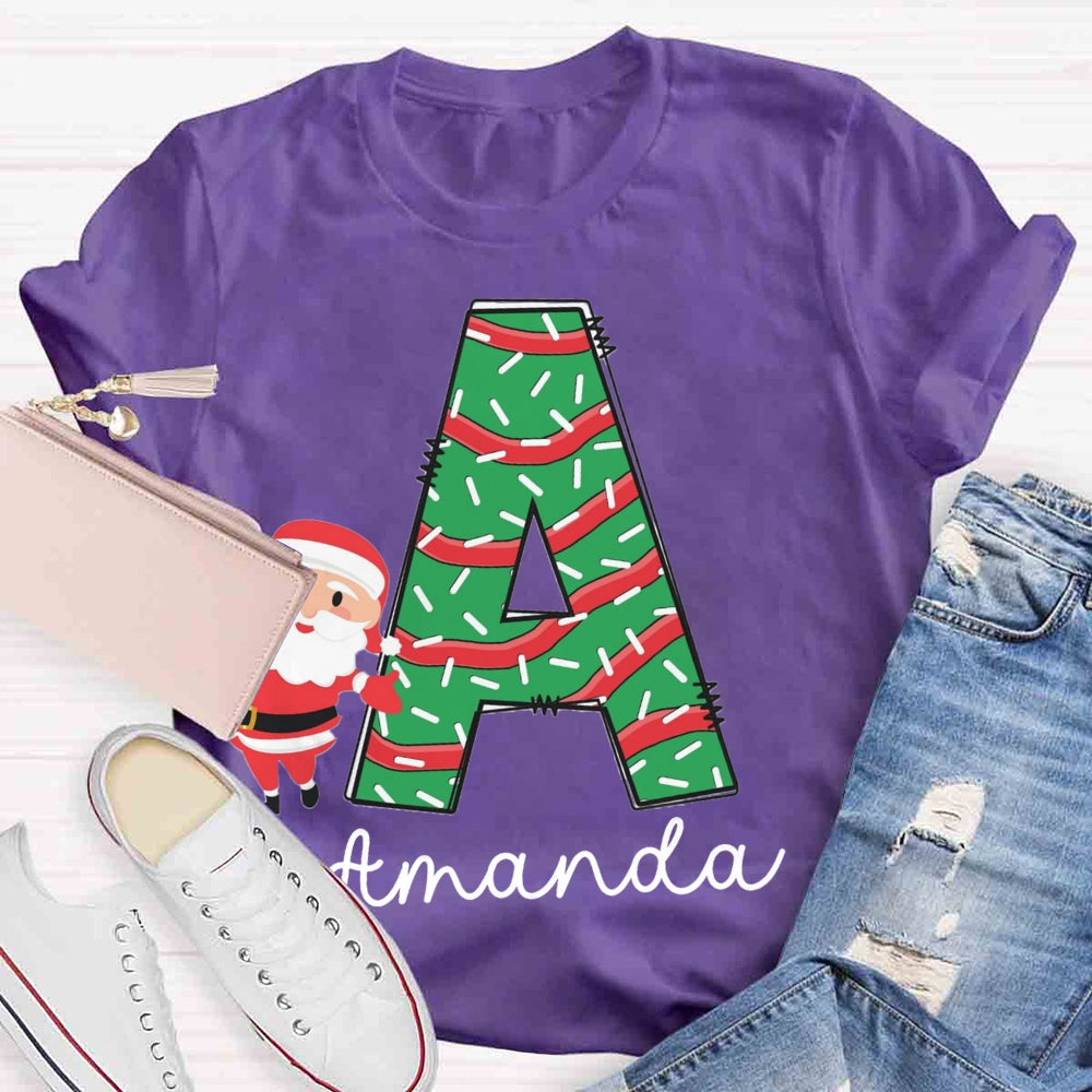 Personalized Name Initials Santa Claus T-shirt