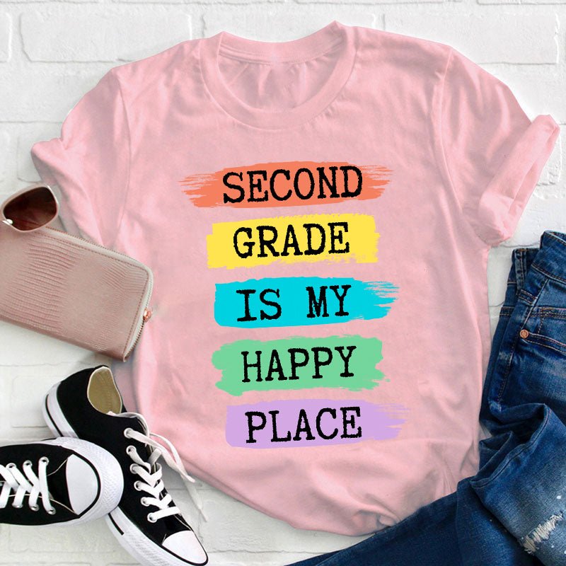 Personalized Grade Is My Happy Place Teacher T-Shirt