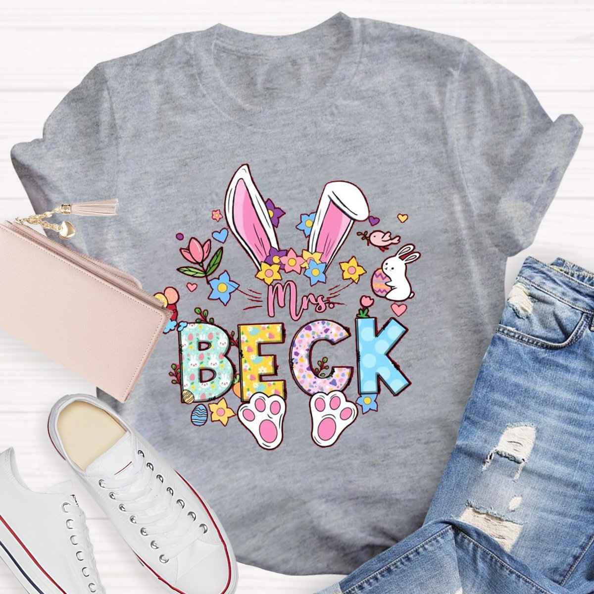 Personalized Bunny Teacher Shirt