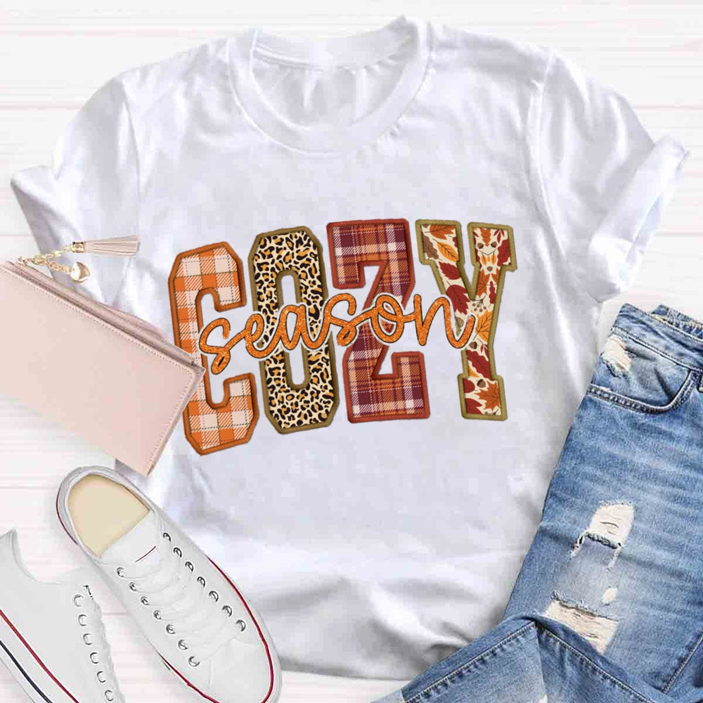 Cozy Season Fall Halloween Thanksgiving Casual Print T-shirt