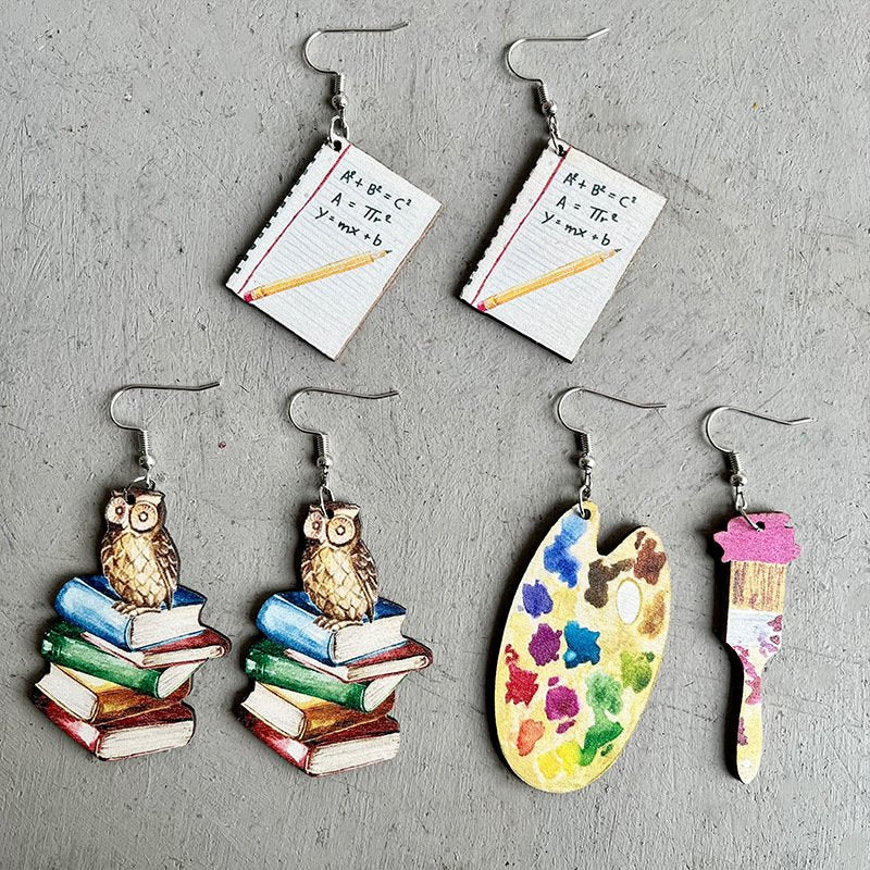 Book Brush Print Earrings