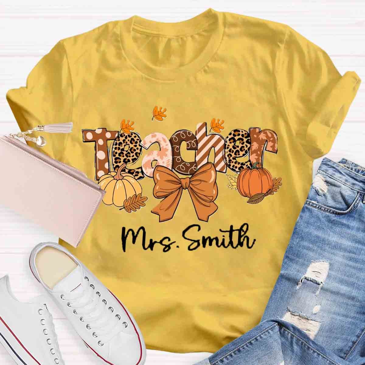 Personalized Name Teacher Fall each Love Inspire Shirt