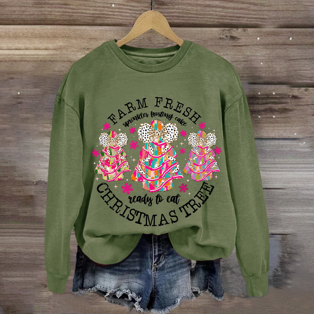 Farm Fresh Christmas Tree Spirals Frosting Cake Ready To Eat Sweatshirt