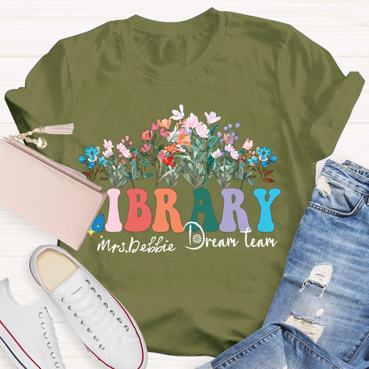 Personalized Librarian Name Library Dream Team T-shirt