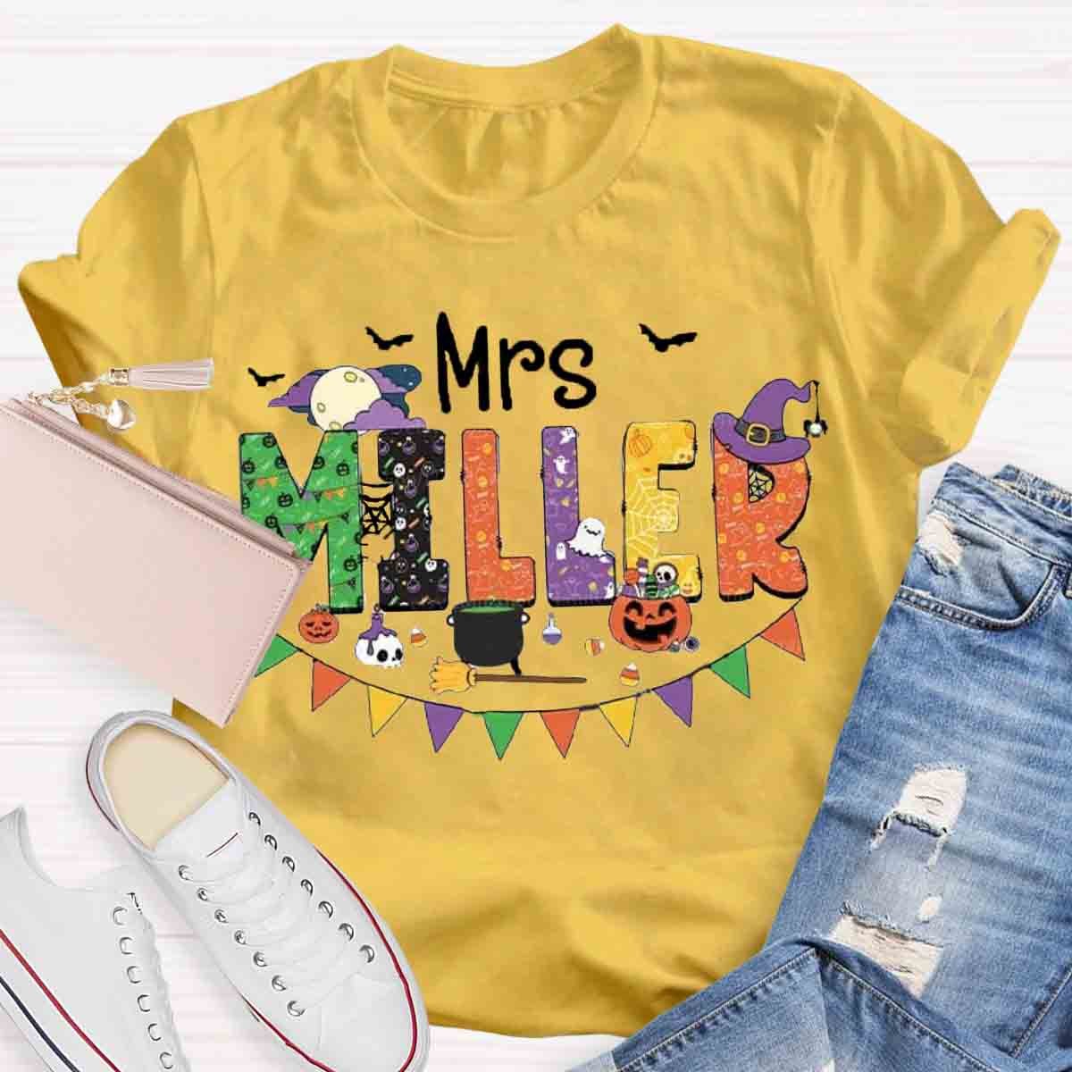 Personalized Name Halloween Spooky Teacher Shirt