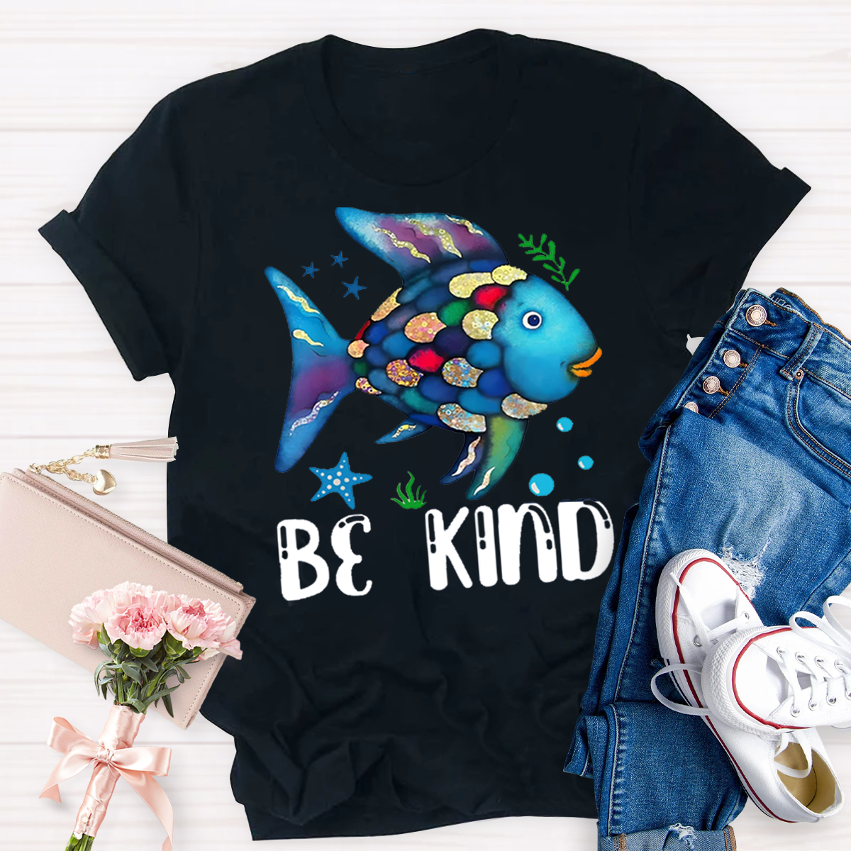 Be Kind Colorful Fish Swimming T-Shirt