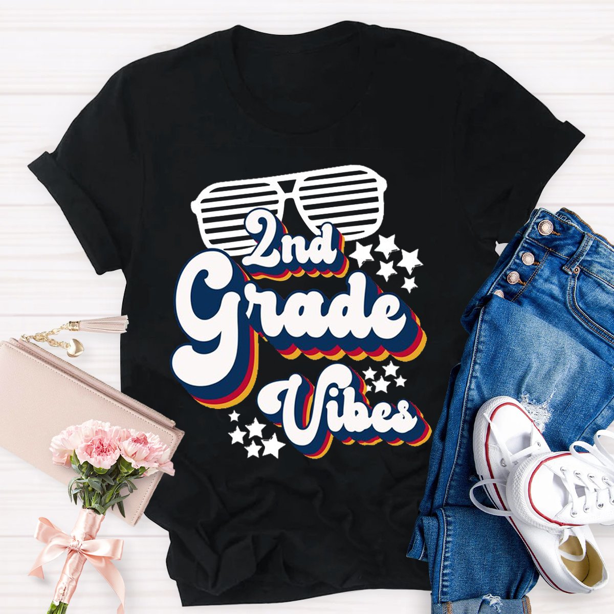 Personalized 2nd Grade VibesTeacher Shirt