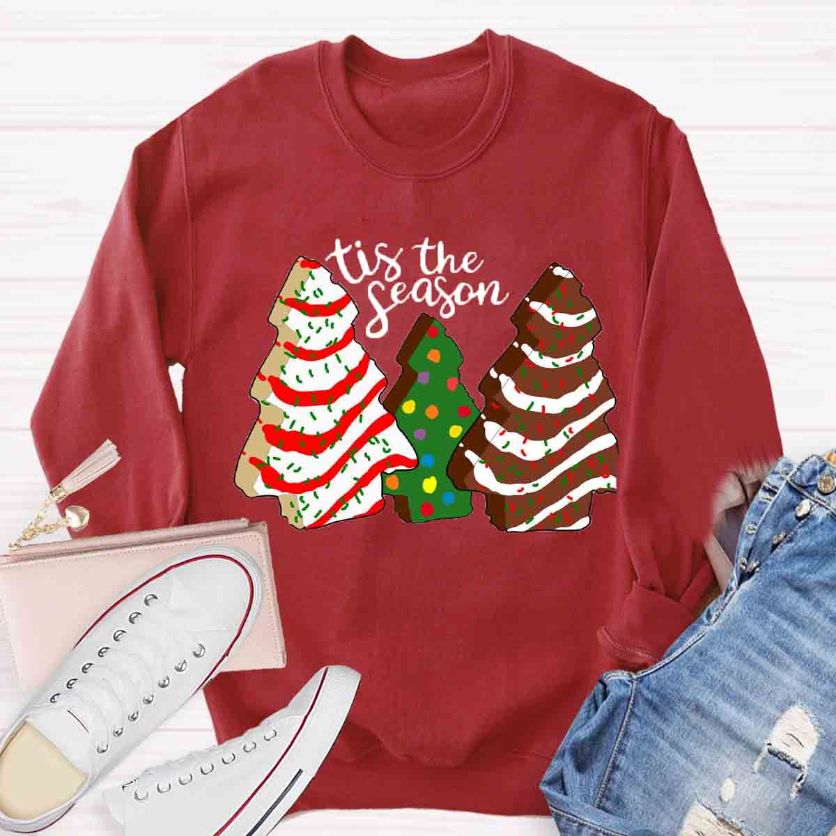 Tis the Season Christmas Tree Cakes Sweatshirt