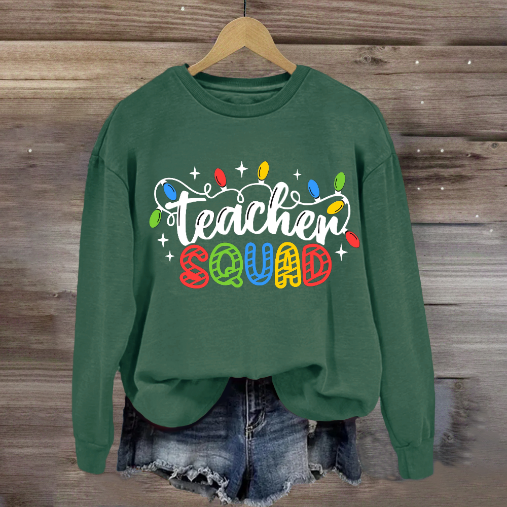 Teacher Squad Christmas Lights Sweatshirt