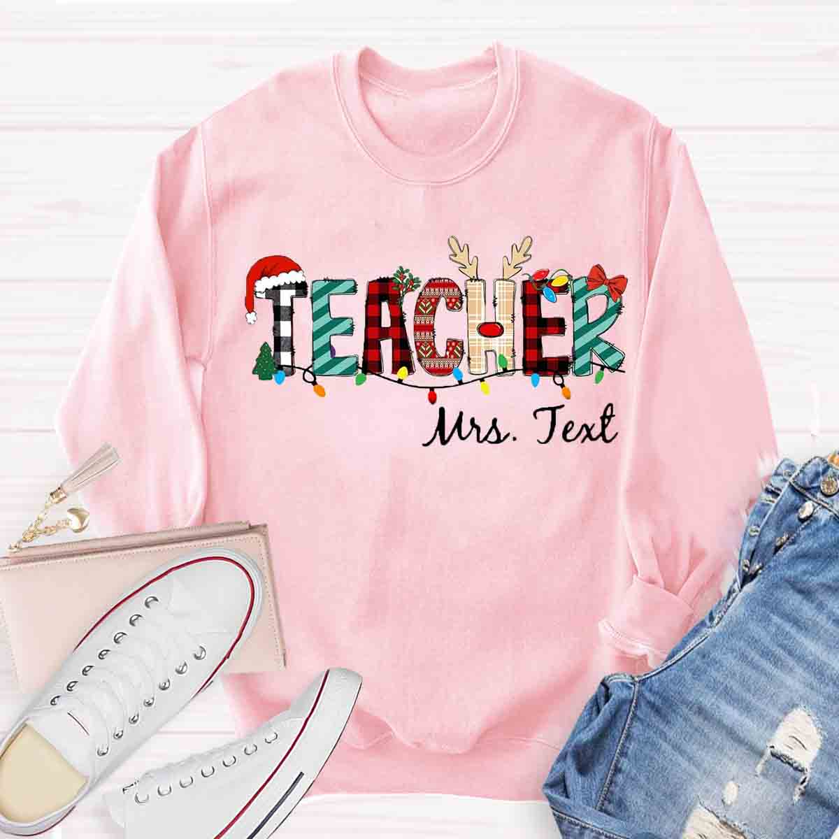 Personalized Name Christmas Plaid Sweatshirt