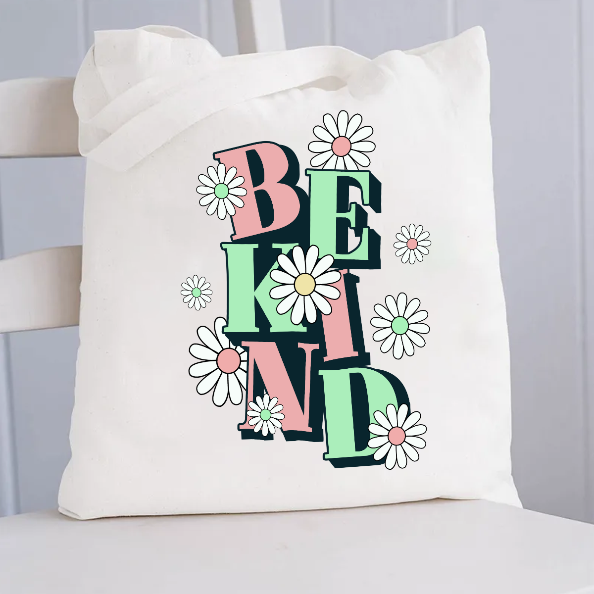 Be Kind Flower Design Teacher Canvas Tote Bag