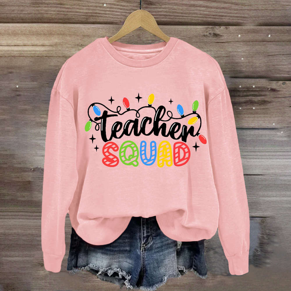 Teacher Squad Christmas Lights Sweatshirt