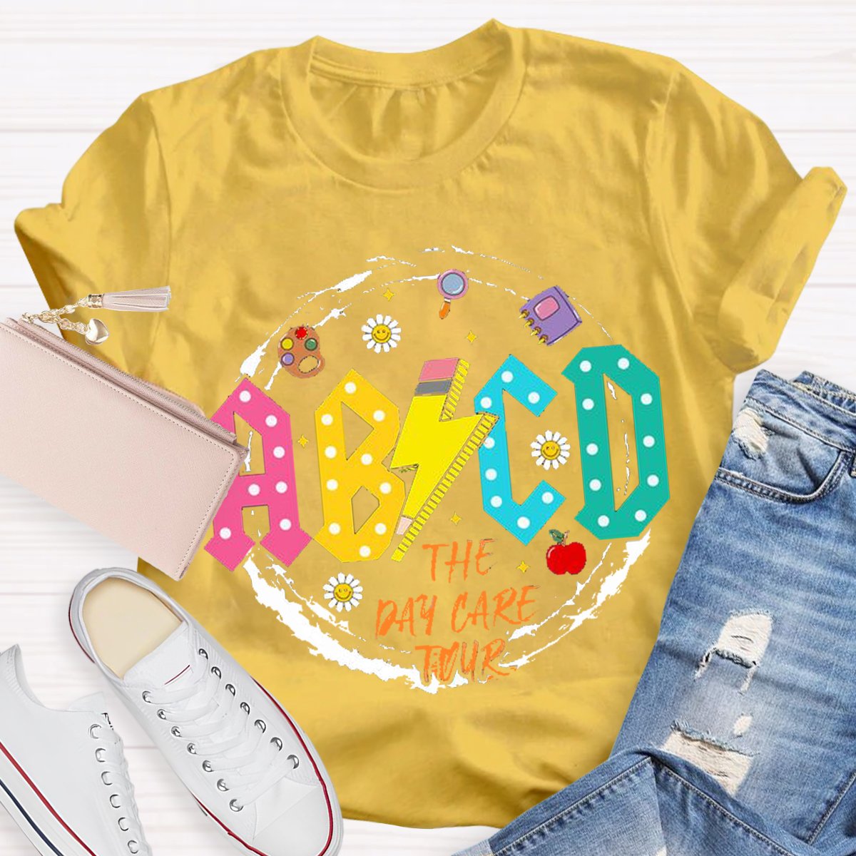 Funny Design Art ABCD Teacher T-Shirt