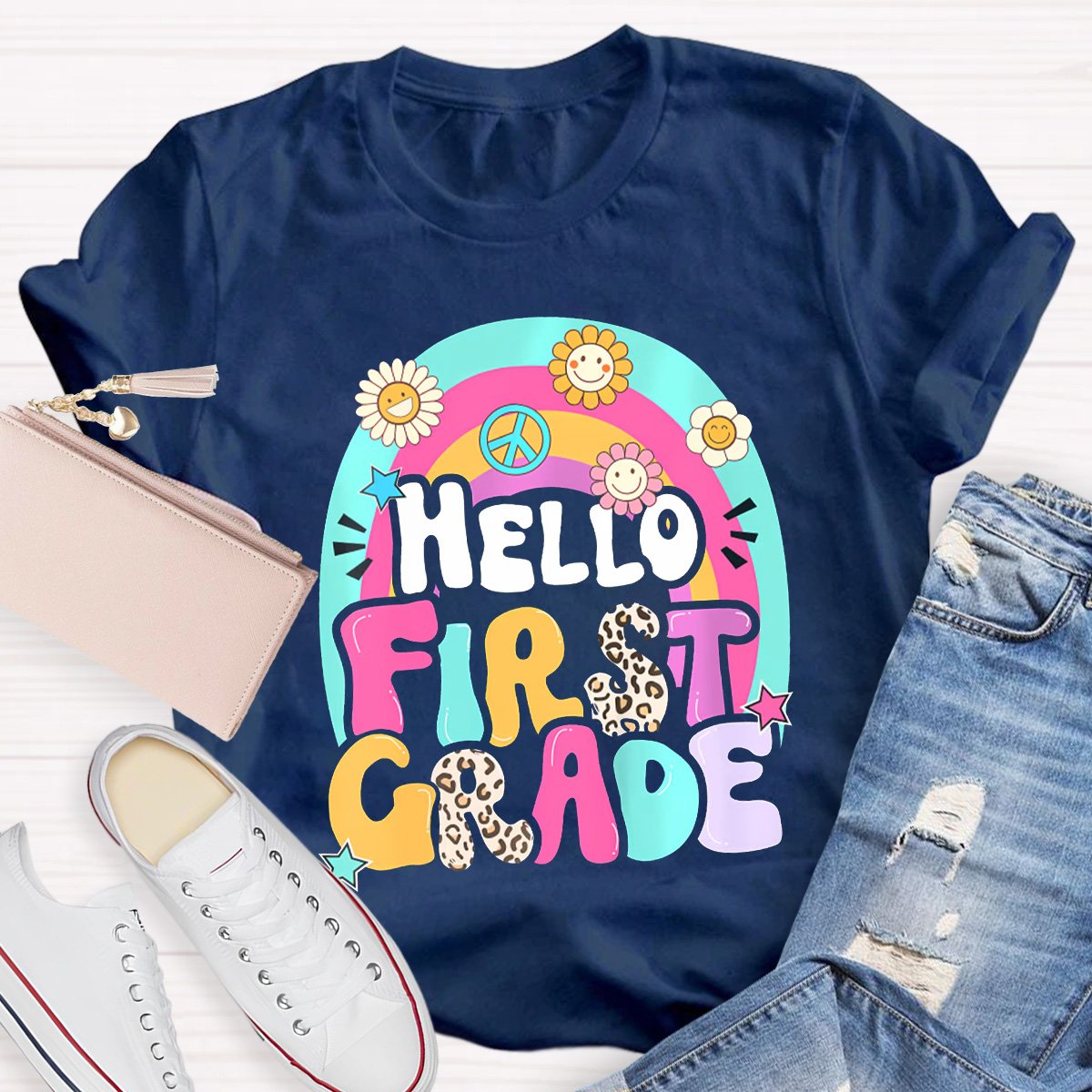 Personalized Hello Firt Grade Teacher Shirt