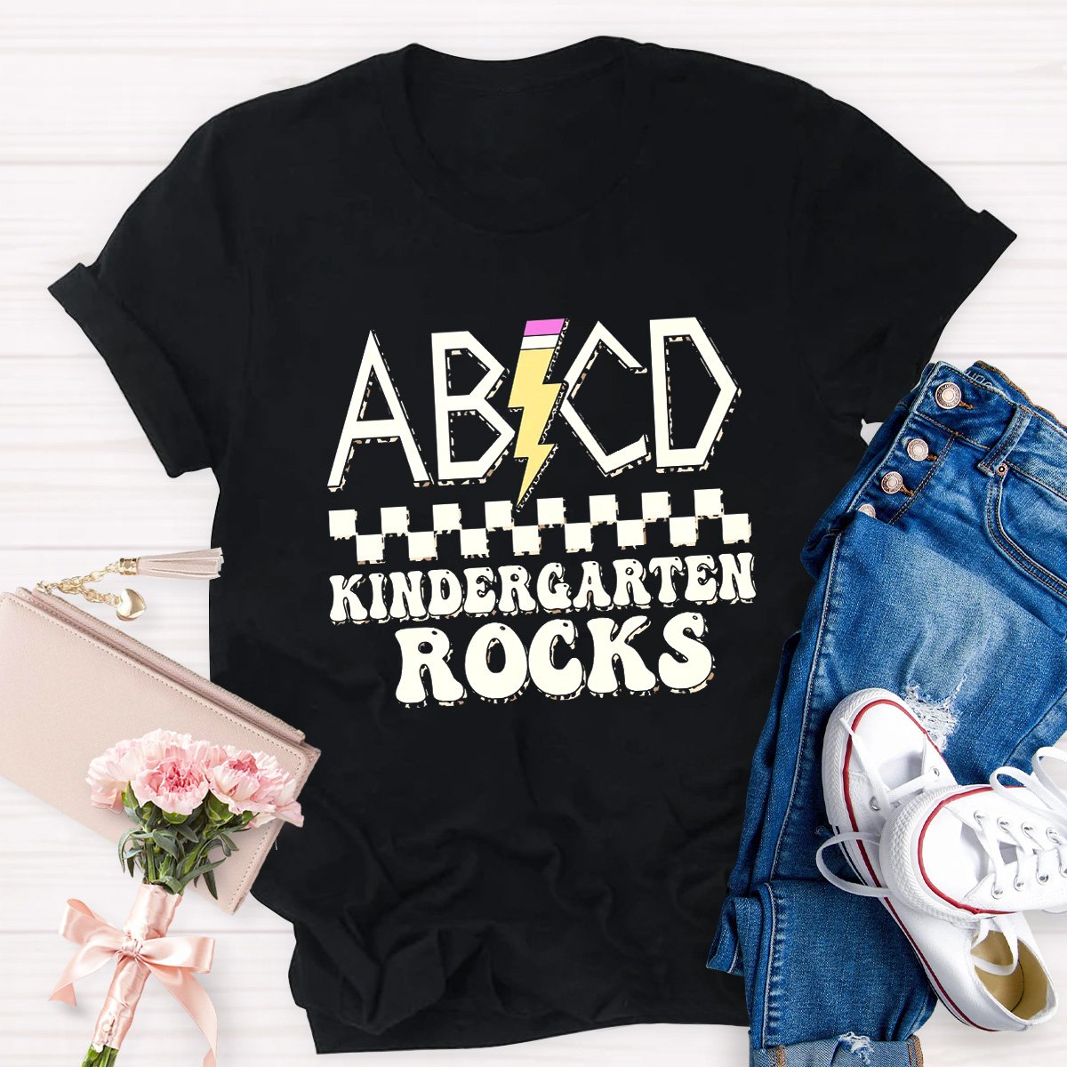 Abcd Kindergarten Rocks Teacher Shirt