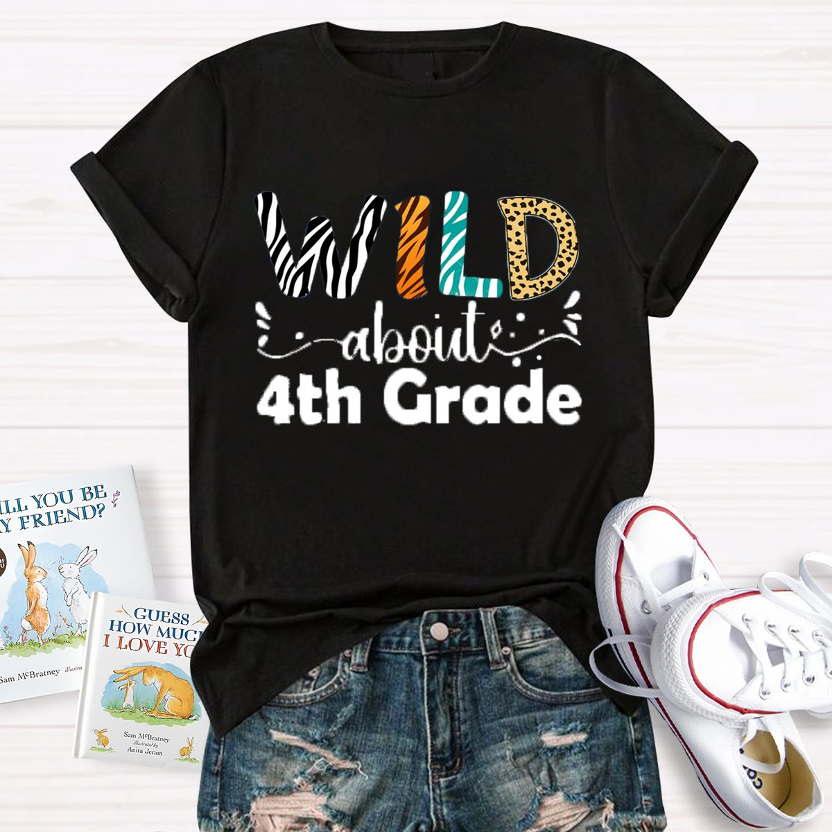 Personalized Grade Wild About 4th Grade Back To School Teacher Shirt