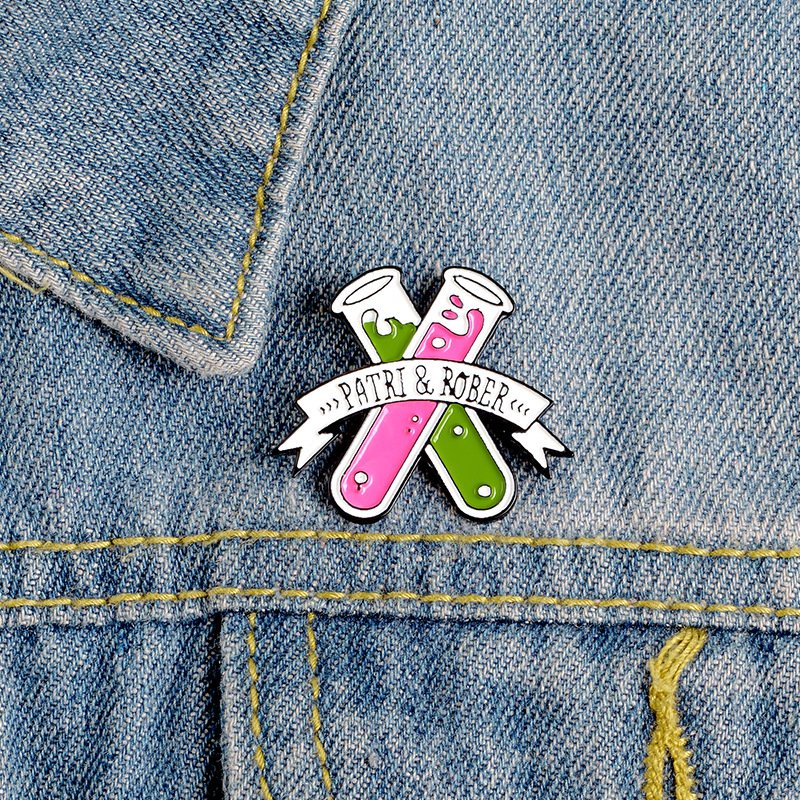 Cute Cartoon Test Tube Teacher Metal Pin