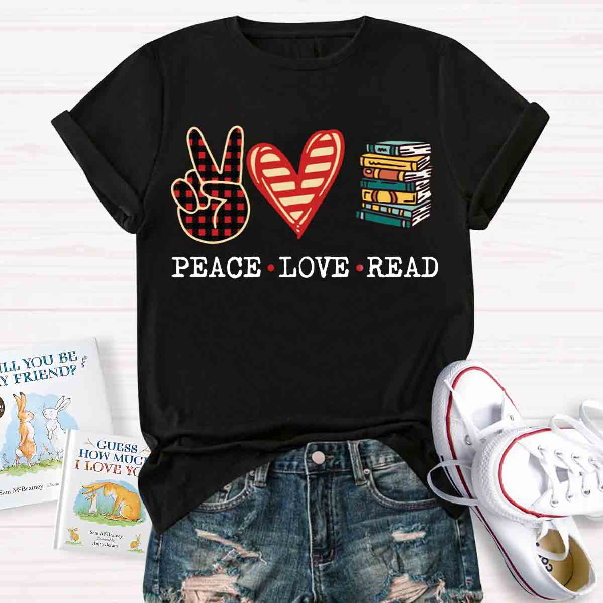 Peace Love Read T-shirt