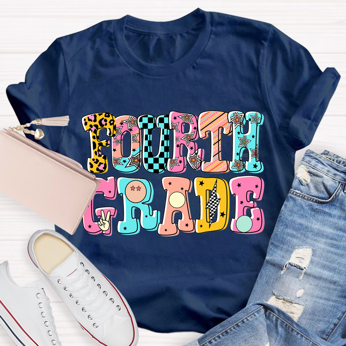 Personalized Grade Cartoon Teachers T-Shirt