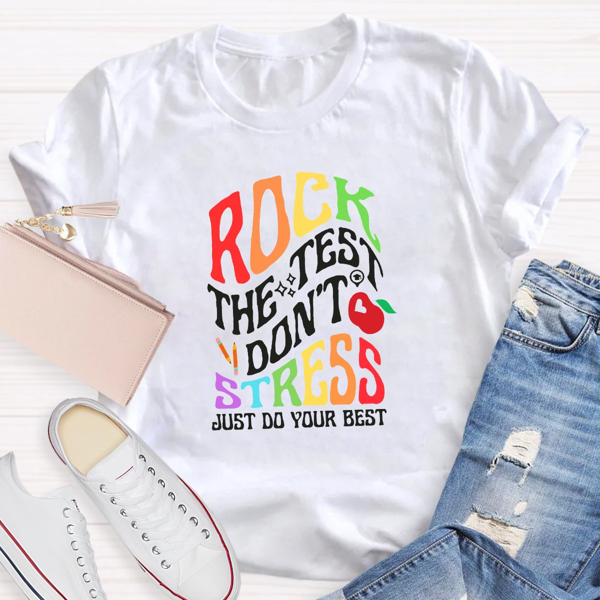 Rock The Test Don't Stress Teacher Shirt