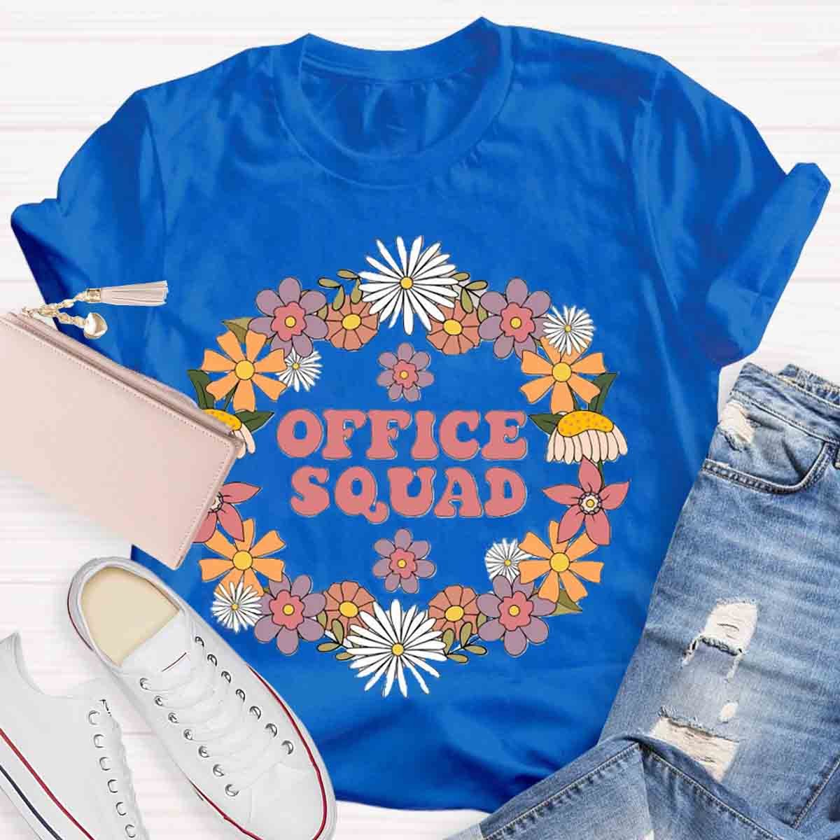 School Office Squad Floral Teachers T-Shirt