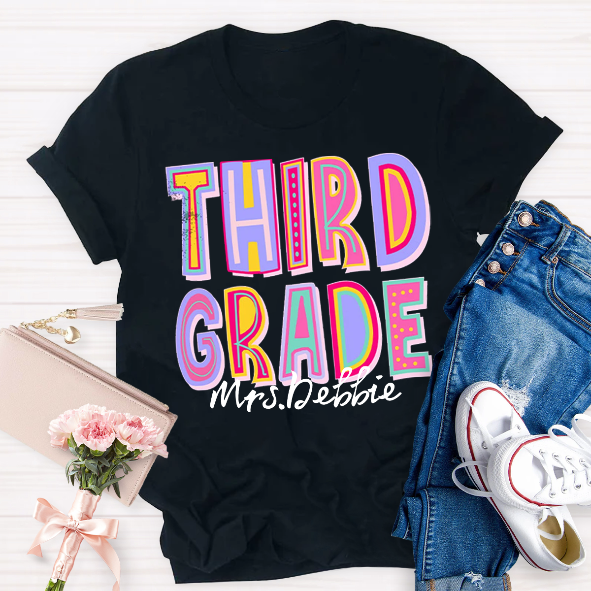 Personalized Your Grade And Name Teacher T-Shirt