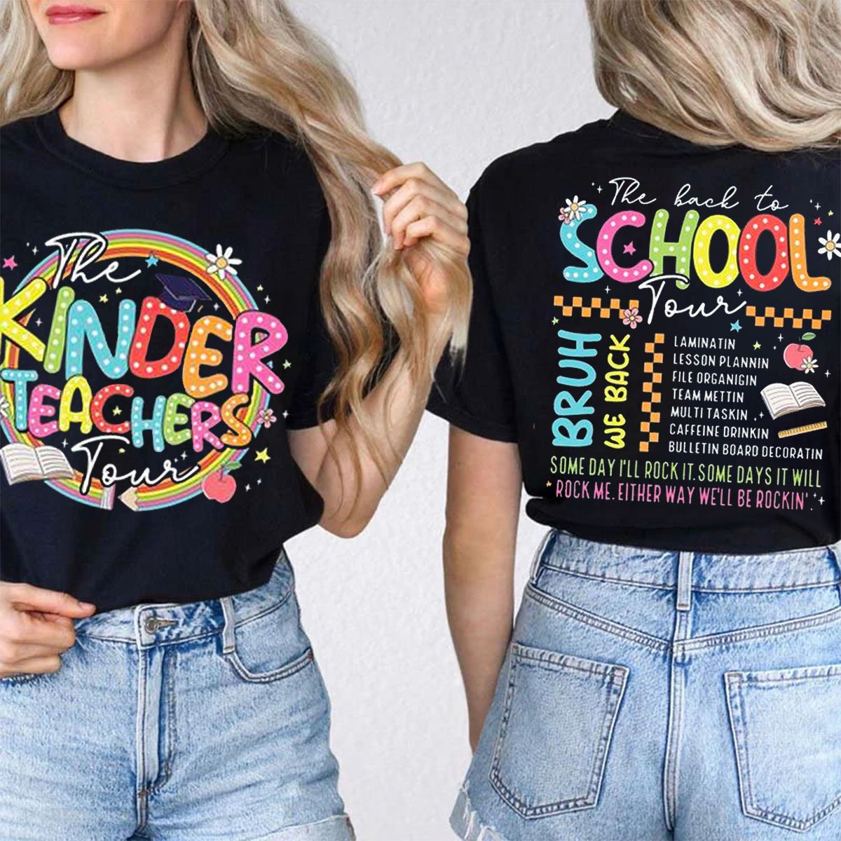 Personalized Grade Back To School Double Print Teacher T-Shirt