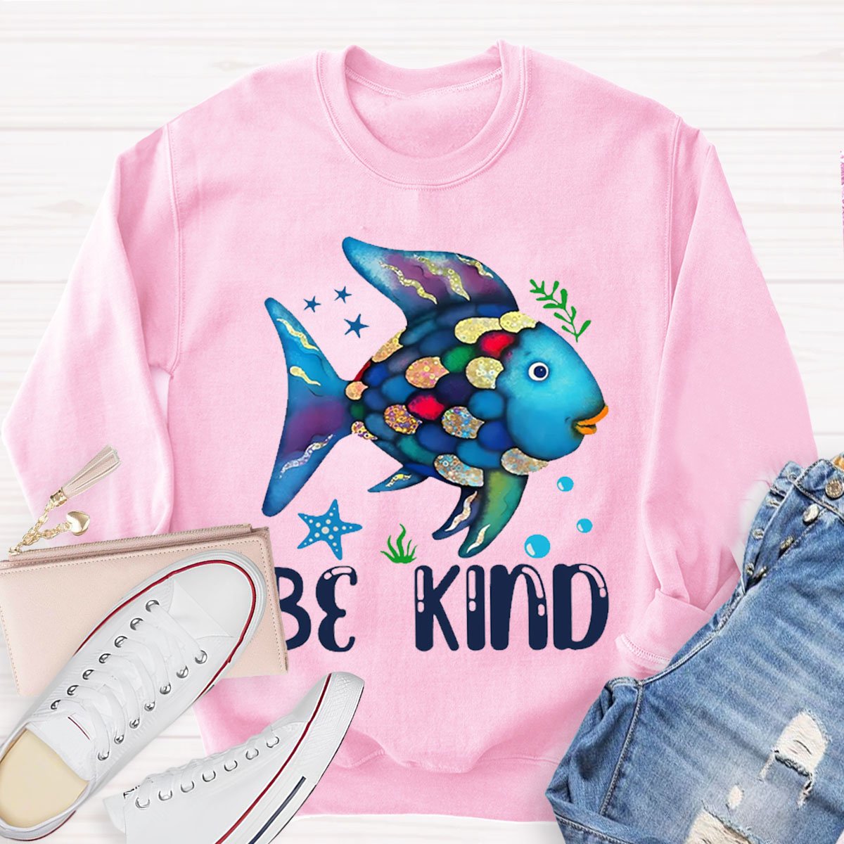 Be Kind Colorful Fish Sweatshirt