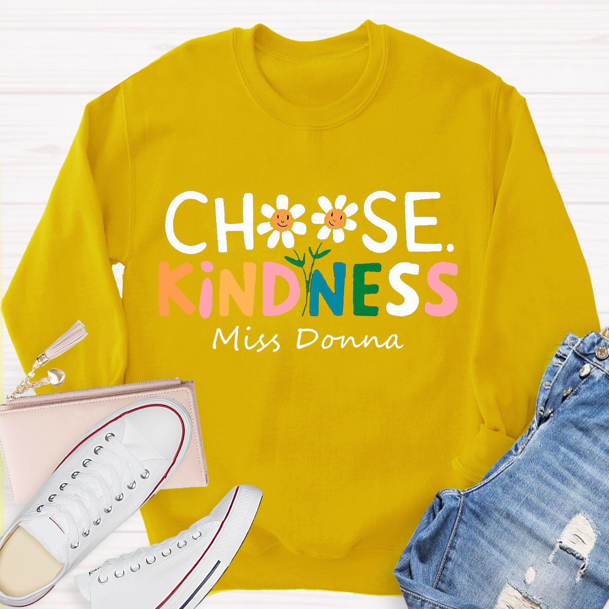 Personalized Your Name Choose Kindness Teacher Sweatshirt