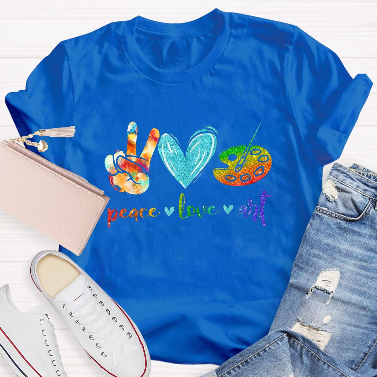 Peace Love Art Teacher T-shirt