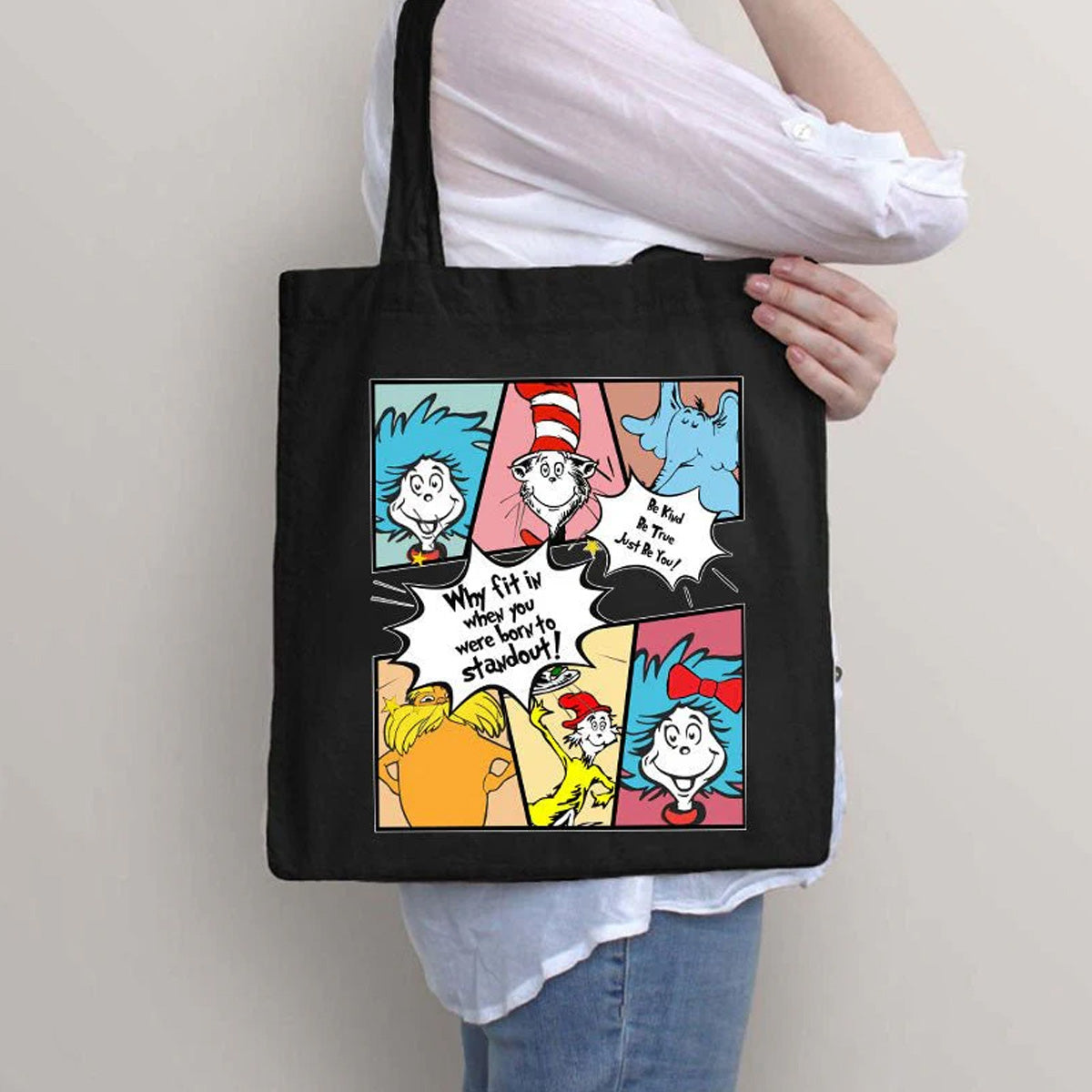 Why Fit In Book Squad Teacher Tote Bag